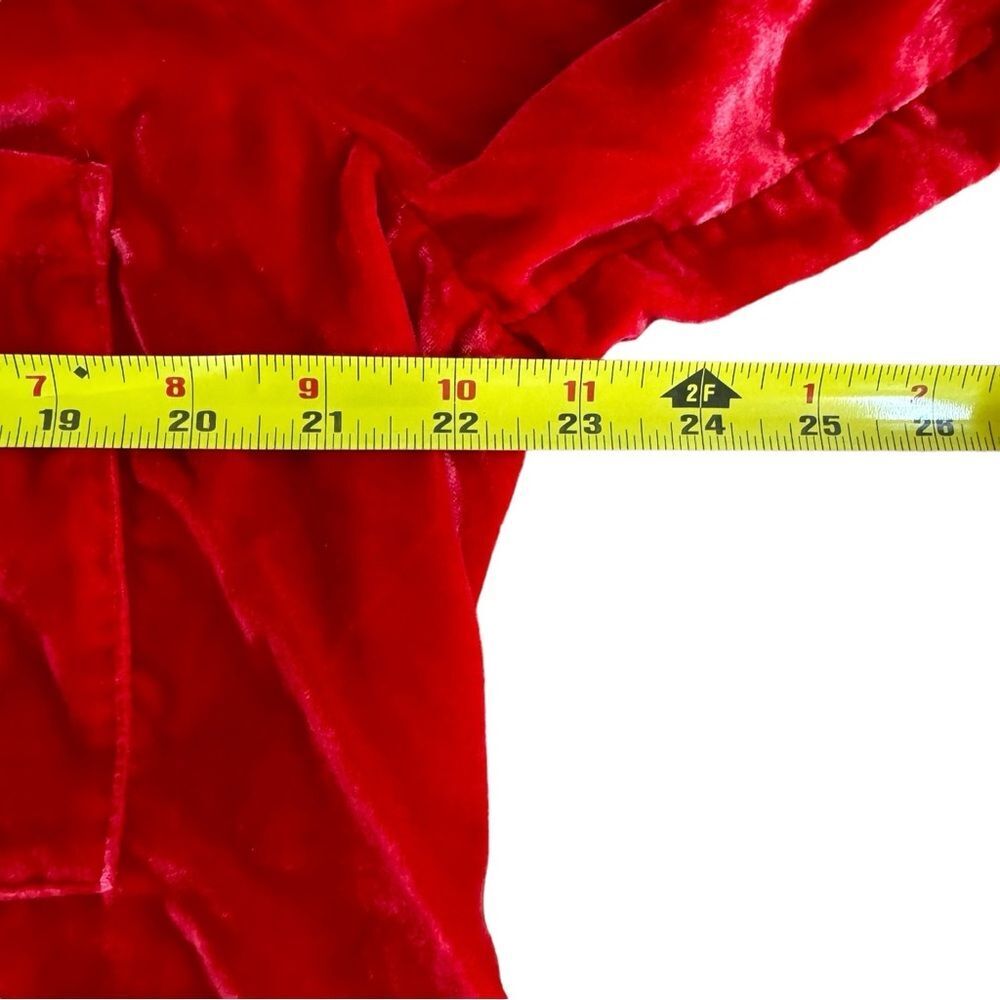 Anthropologie PILCRO Red Shirt Crushed Velvet Top Blouse Long Puff Sleeves XL - Picture 5 of 15